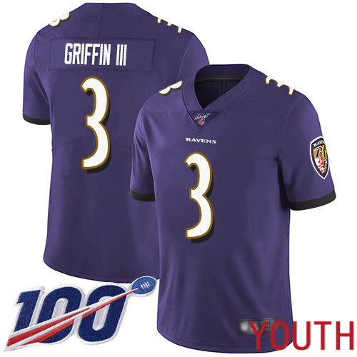 Baltimore Ravens Limited Purple Youth Robert Griffin III Home Jersey NFL Football 3 100th Season Vapor Untouchable
